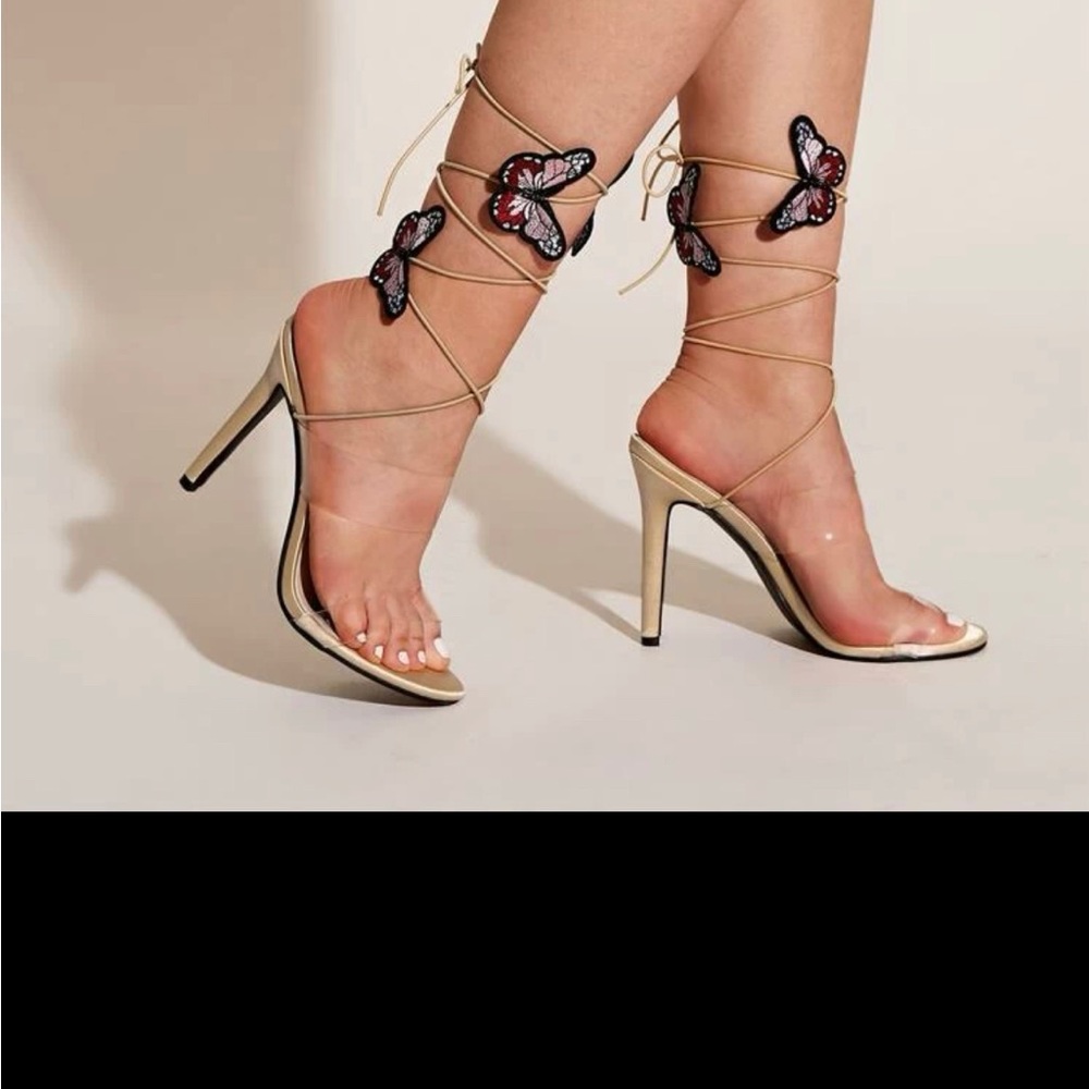 Tie leg butterfly heels